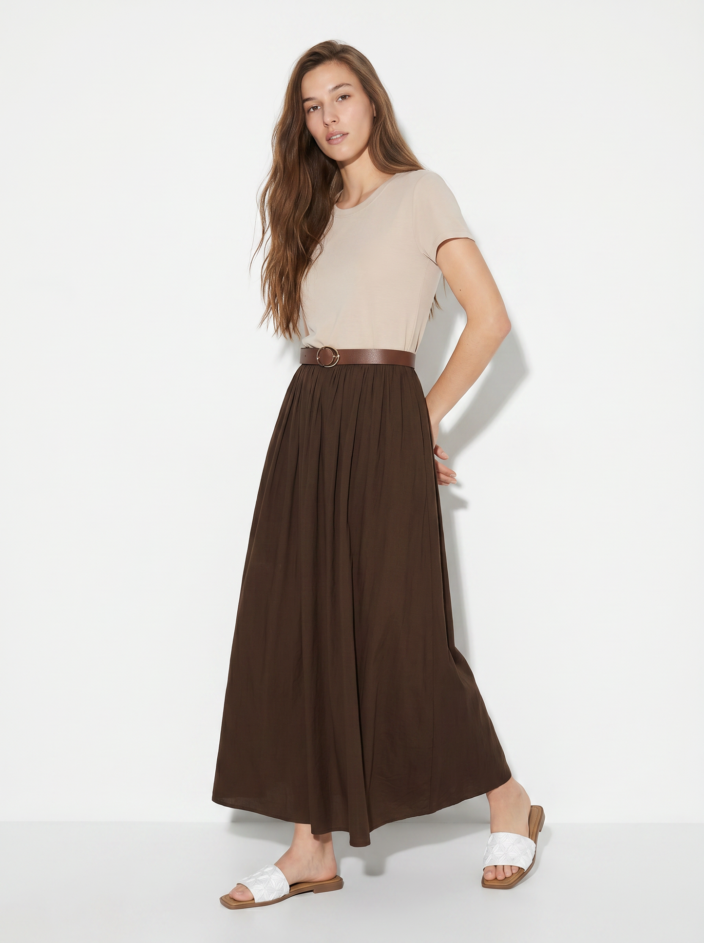 Abito lungo con dettaglio t-shirt - Moro