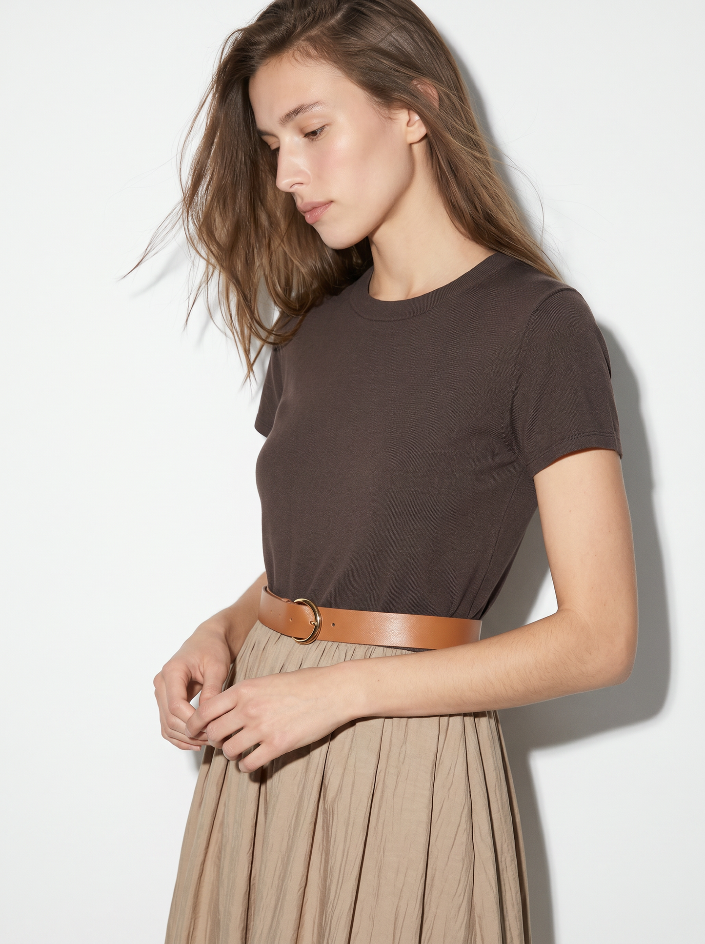 Abito lungo con dettaglio t-shirt - Beige