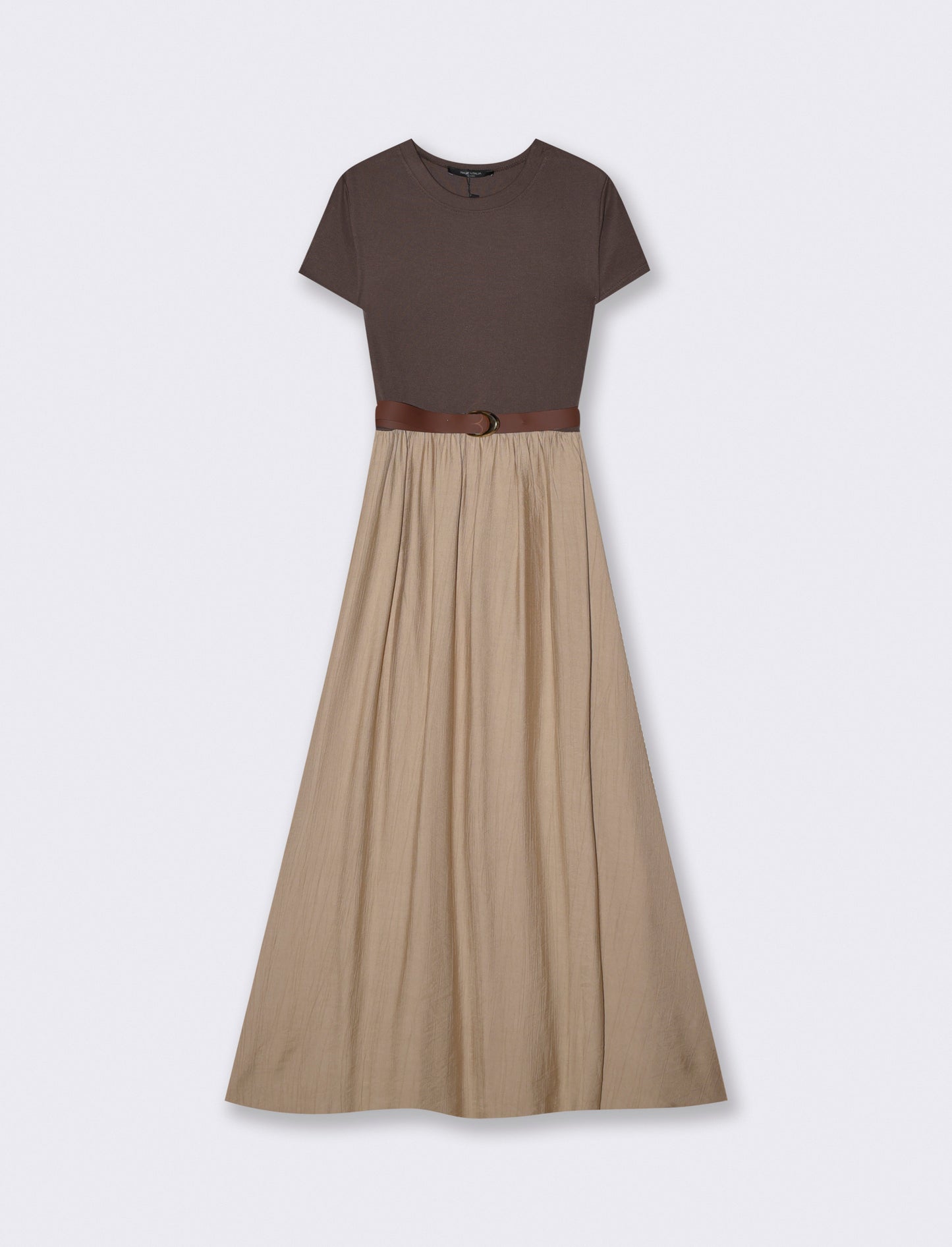 Abito lungo con dettaglio t-shirt - Beige