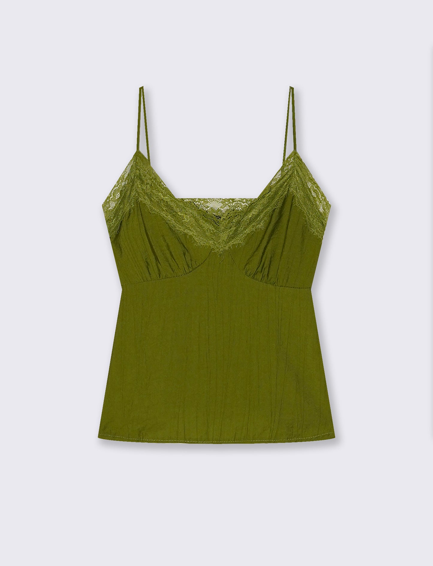 Top con Bretelle Sottili e Pizzo - Verde