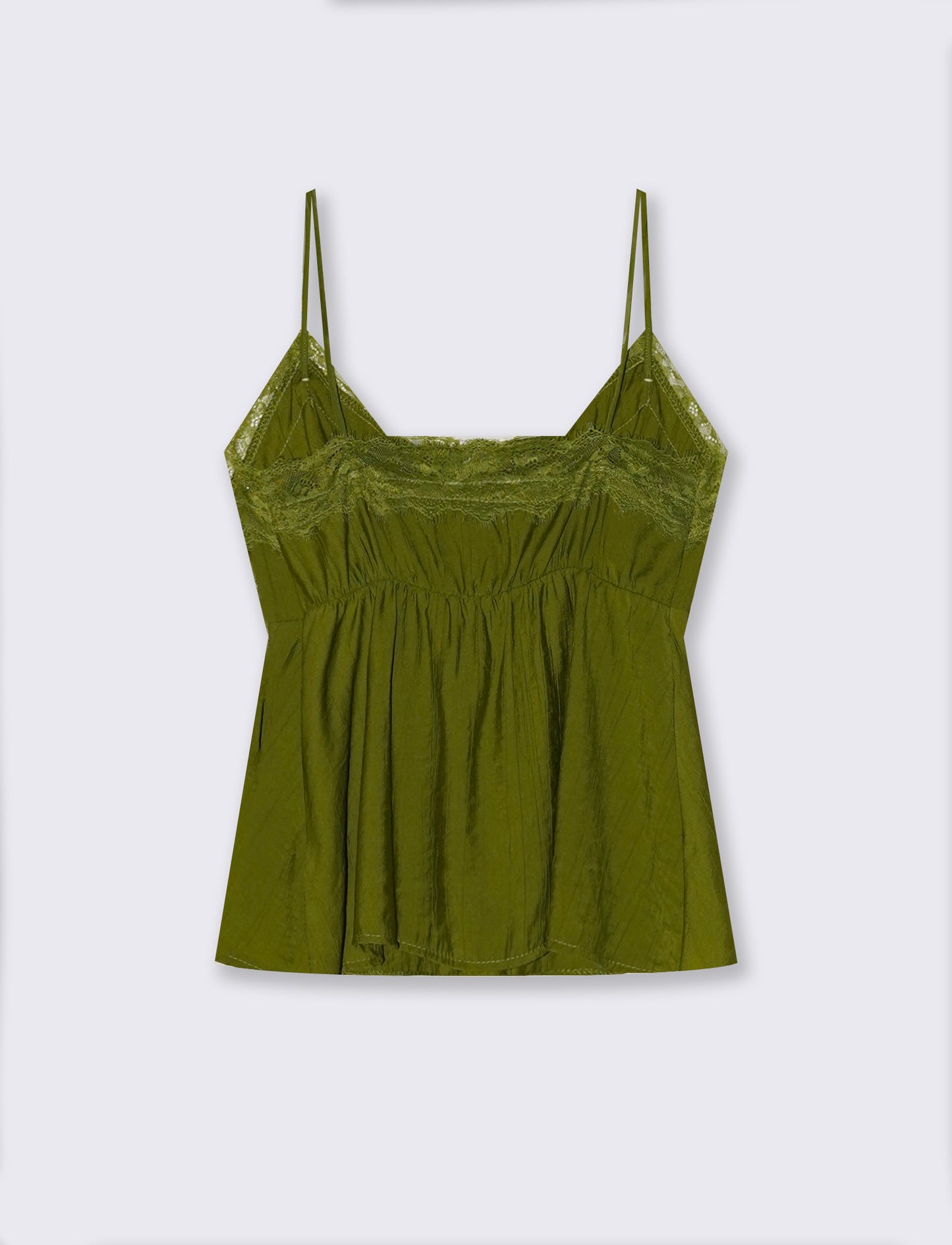 Top con Bretelle Sottili e Pizzo - Verde