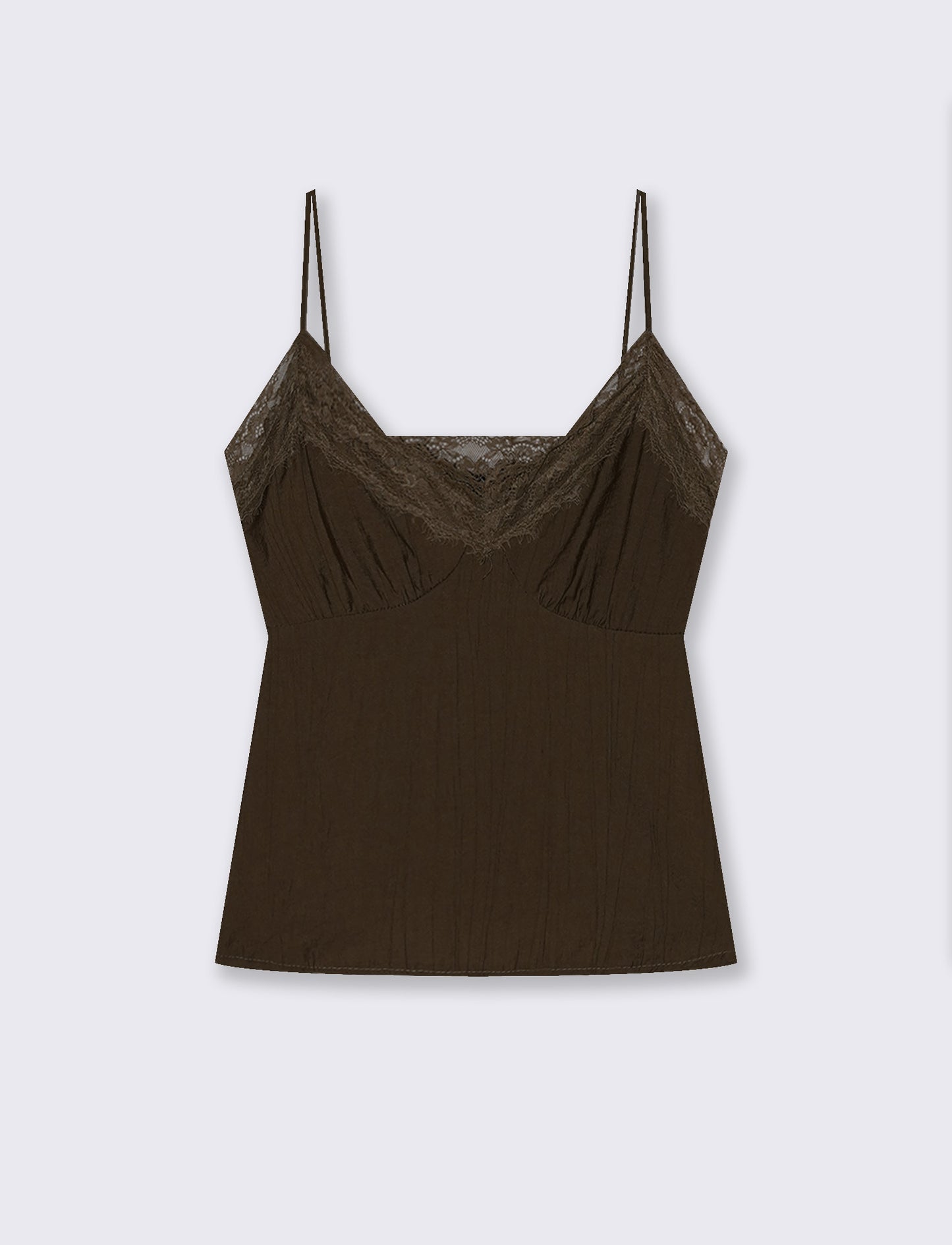 Top con Bretelle Sottili e Pizzo - Moro