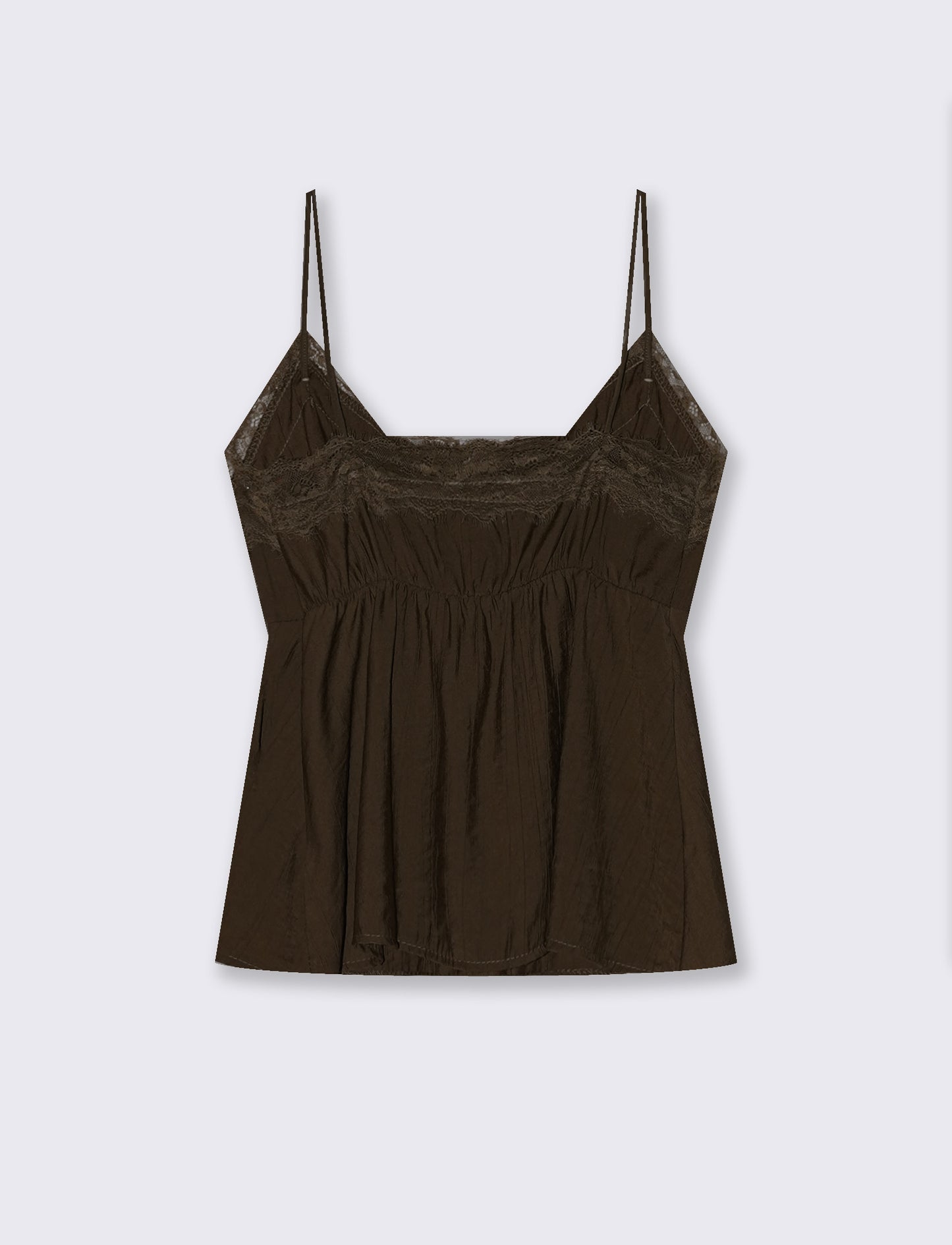 Top con Bretelle Sottili e Pizzo - Moro