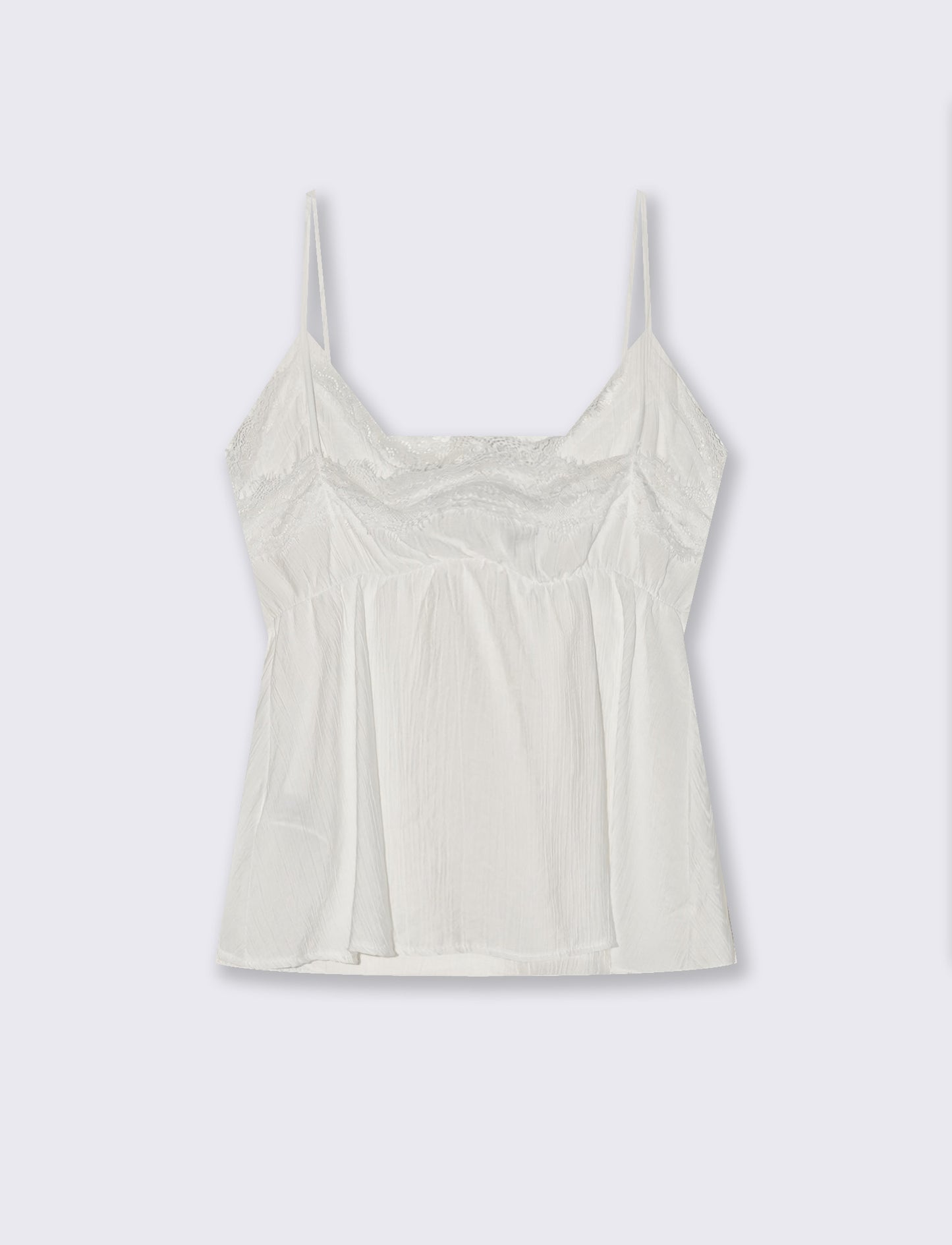 Top con Bretelle Sottili e Pizzo - Bianco