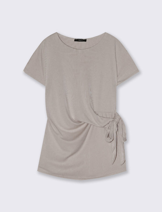Maglia con nodo e vestibilità comoda - Grigio fango