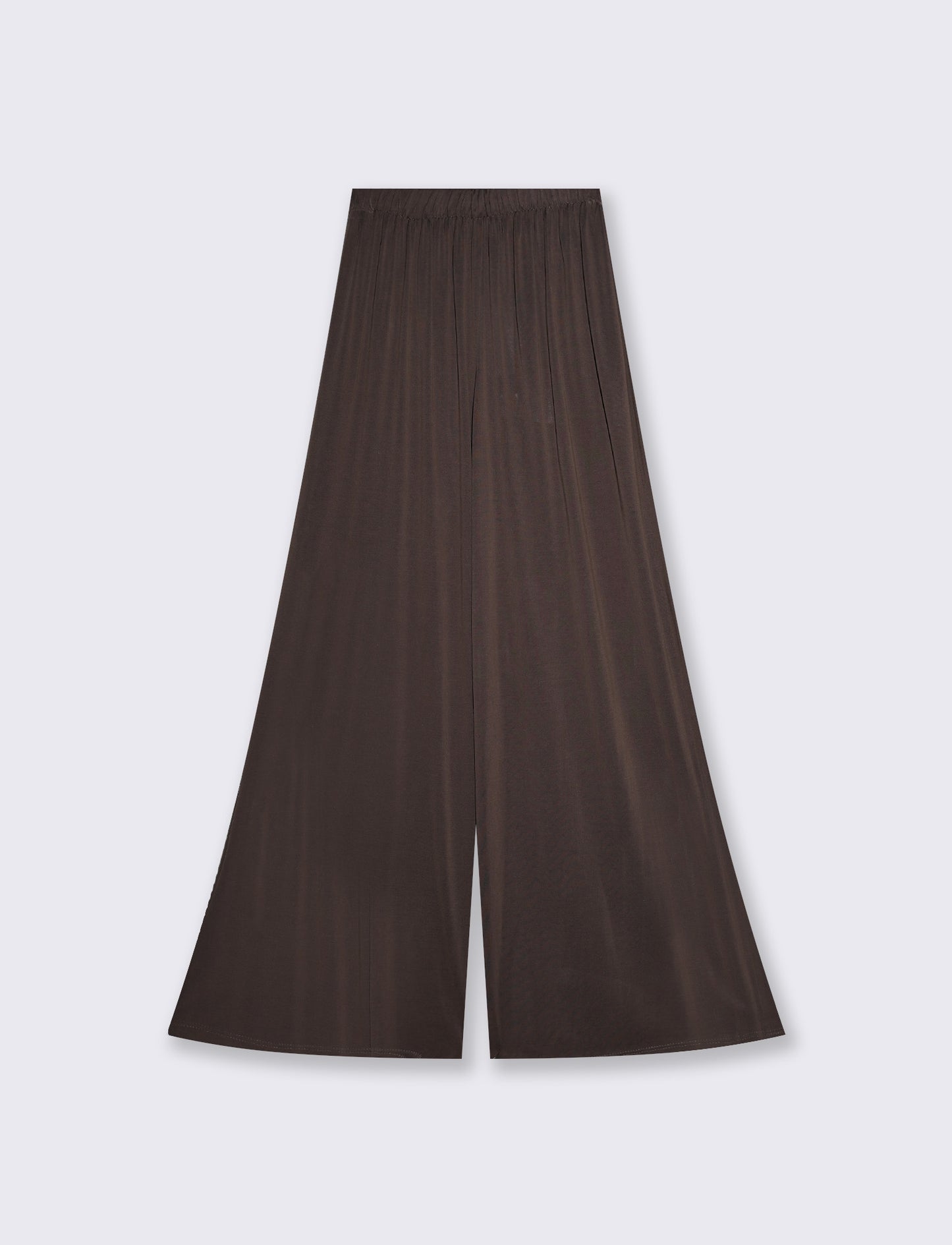 Soft Straight Pants with Elastic - Brown