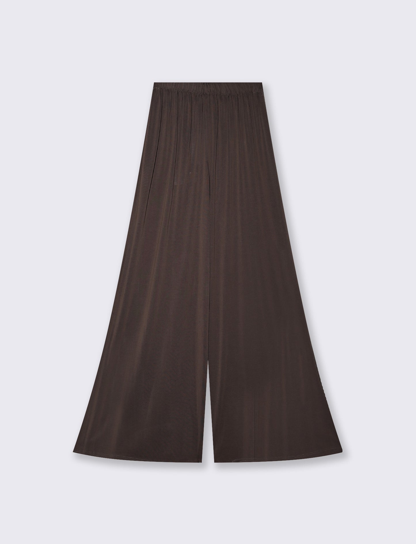 Soft Straight Pants with Elastic - Brown
