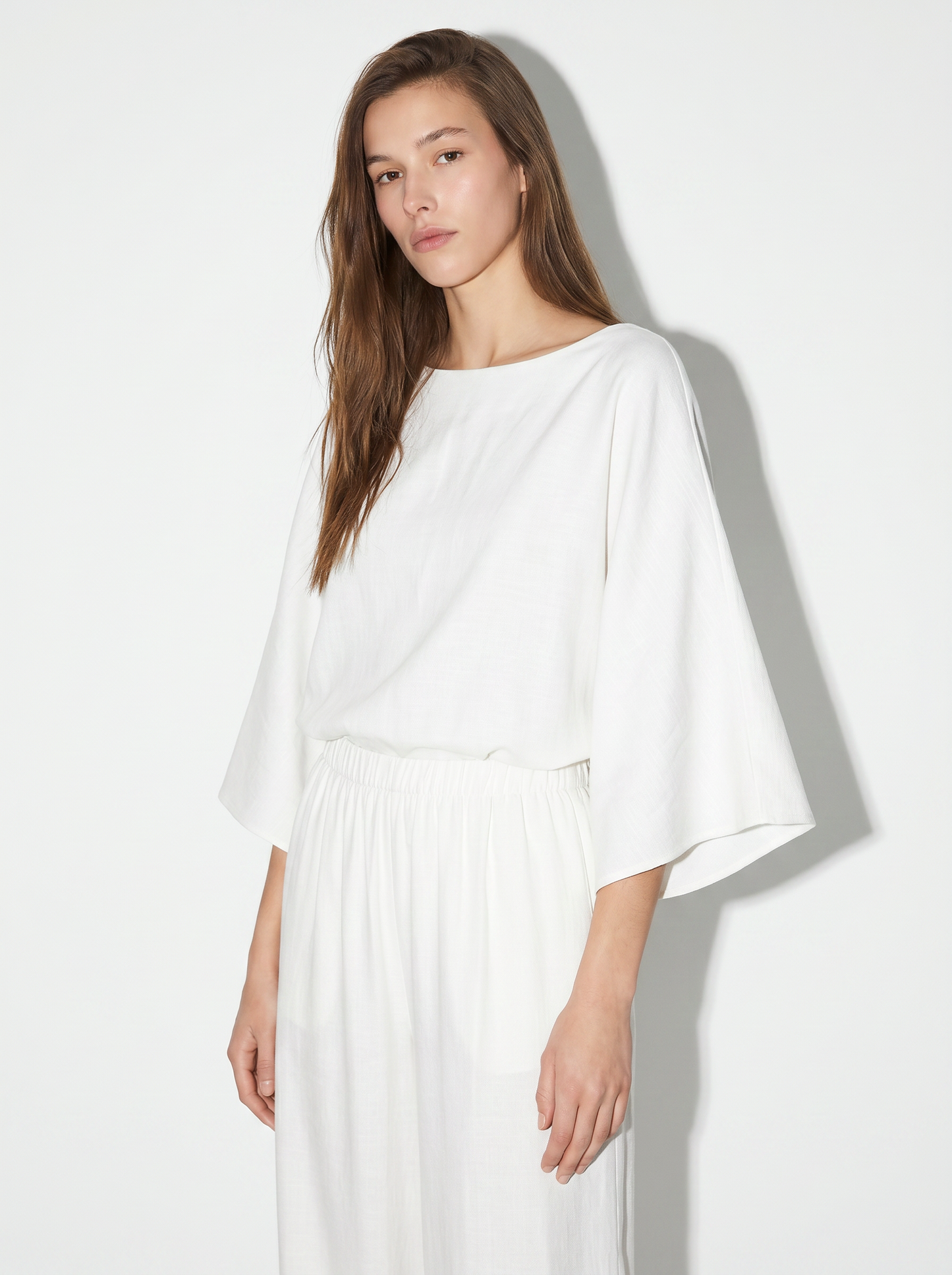 Maglia Manica a Tre Quarti Morbida - Bianco
