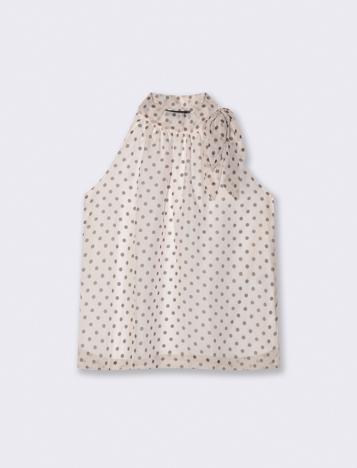 Top Scollo Halter Pois - Bianco latte