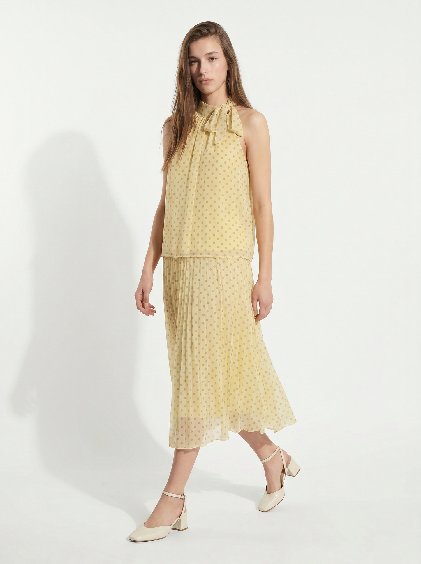 Top Scollo Halter Pois - Giallo