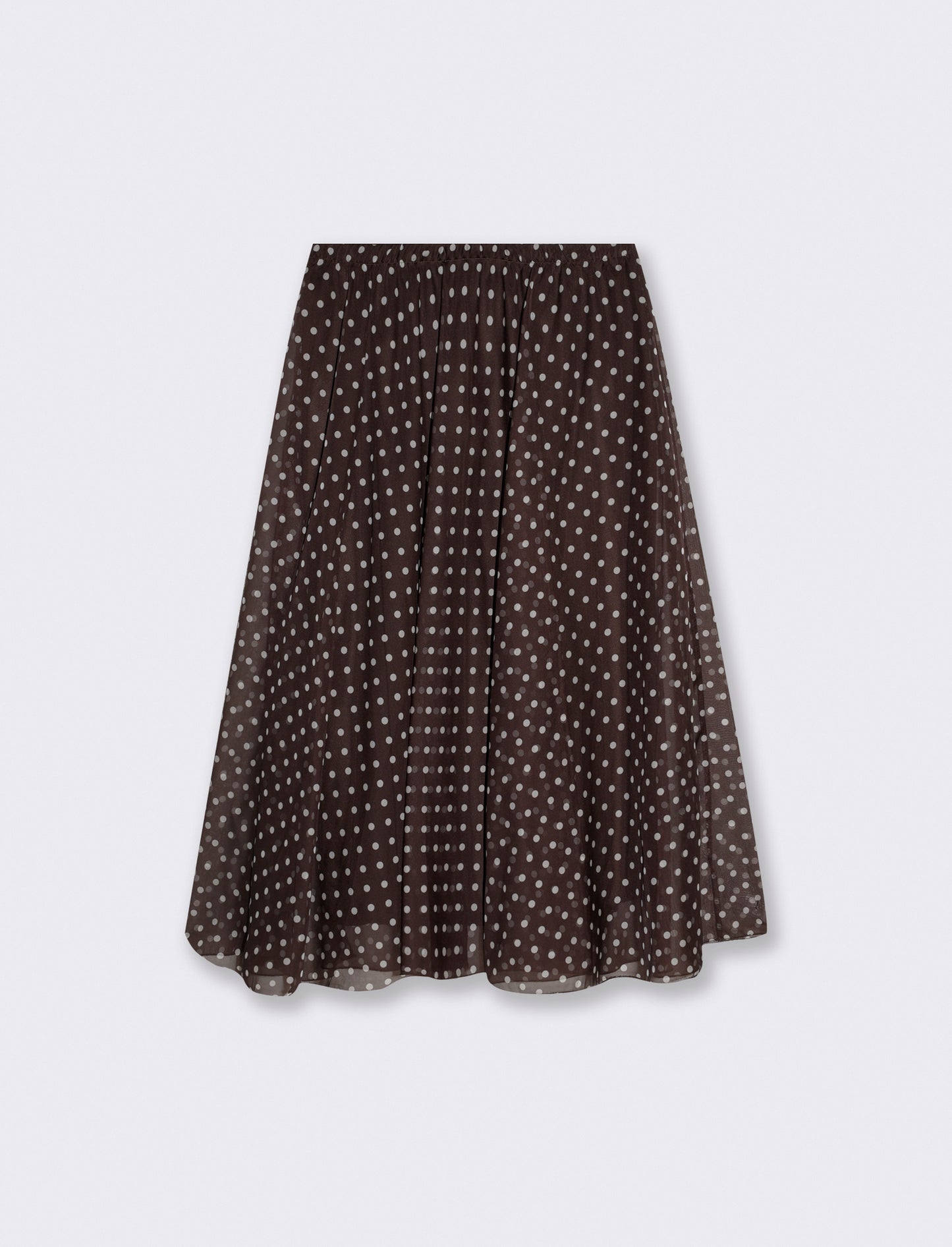 Polka dot long skirt with elastic waistband - Brown
