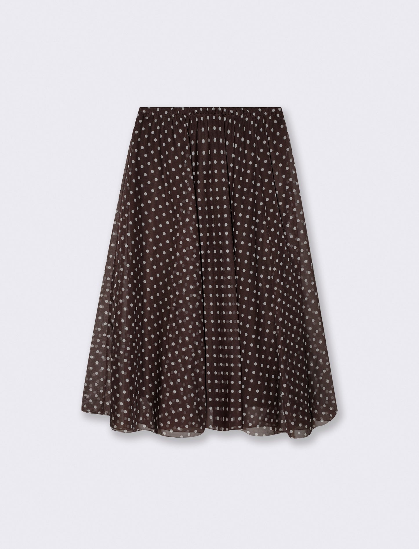 Polka dot long skirt with elastic waistband - Brown