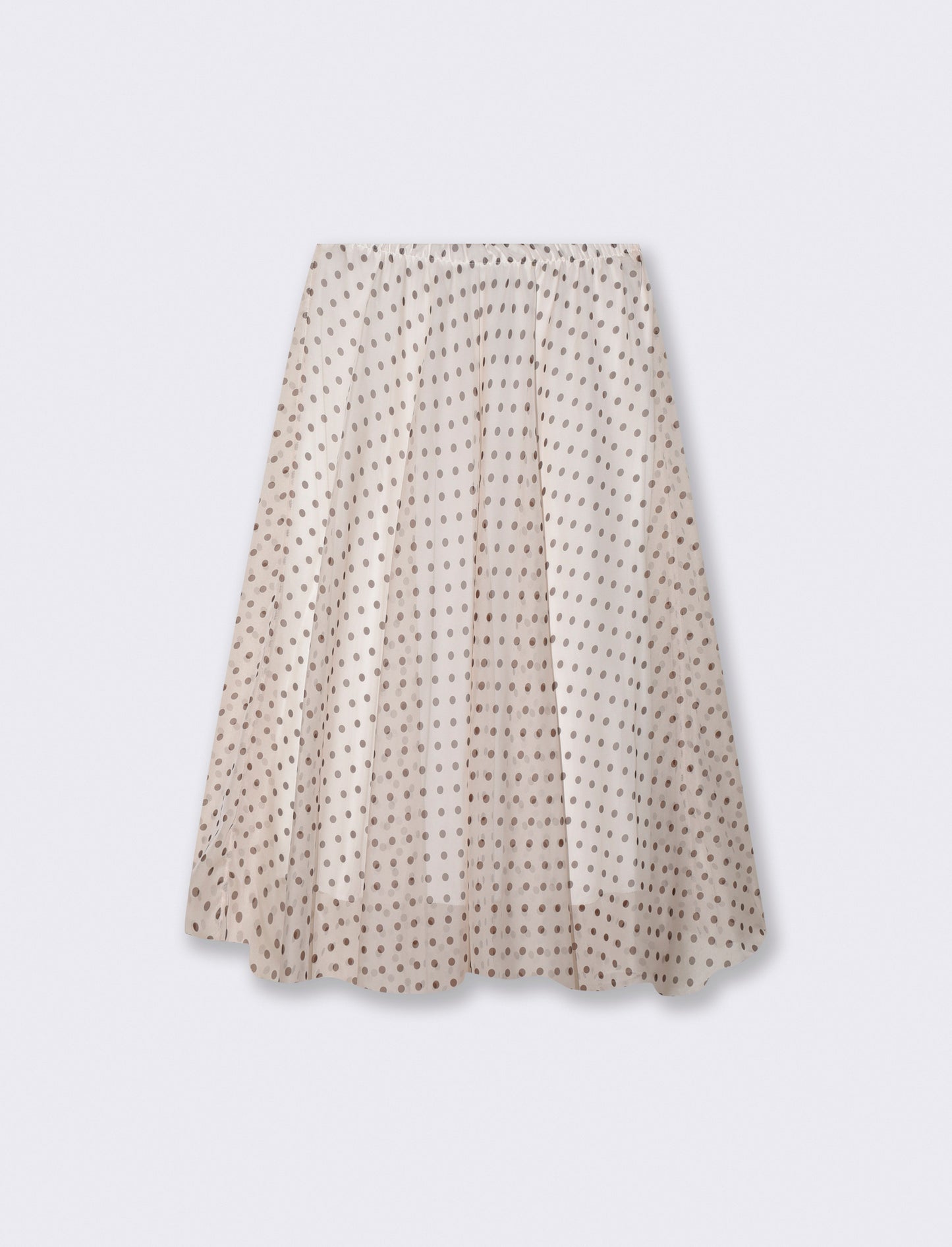 Gonna lunga a pois con elastico in vita - Bianco latte