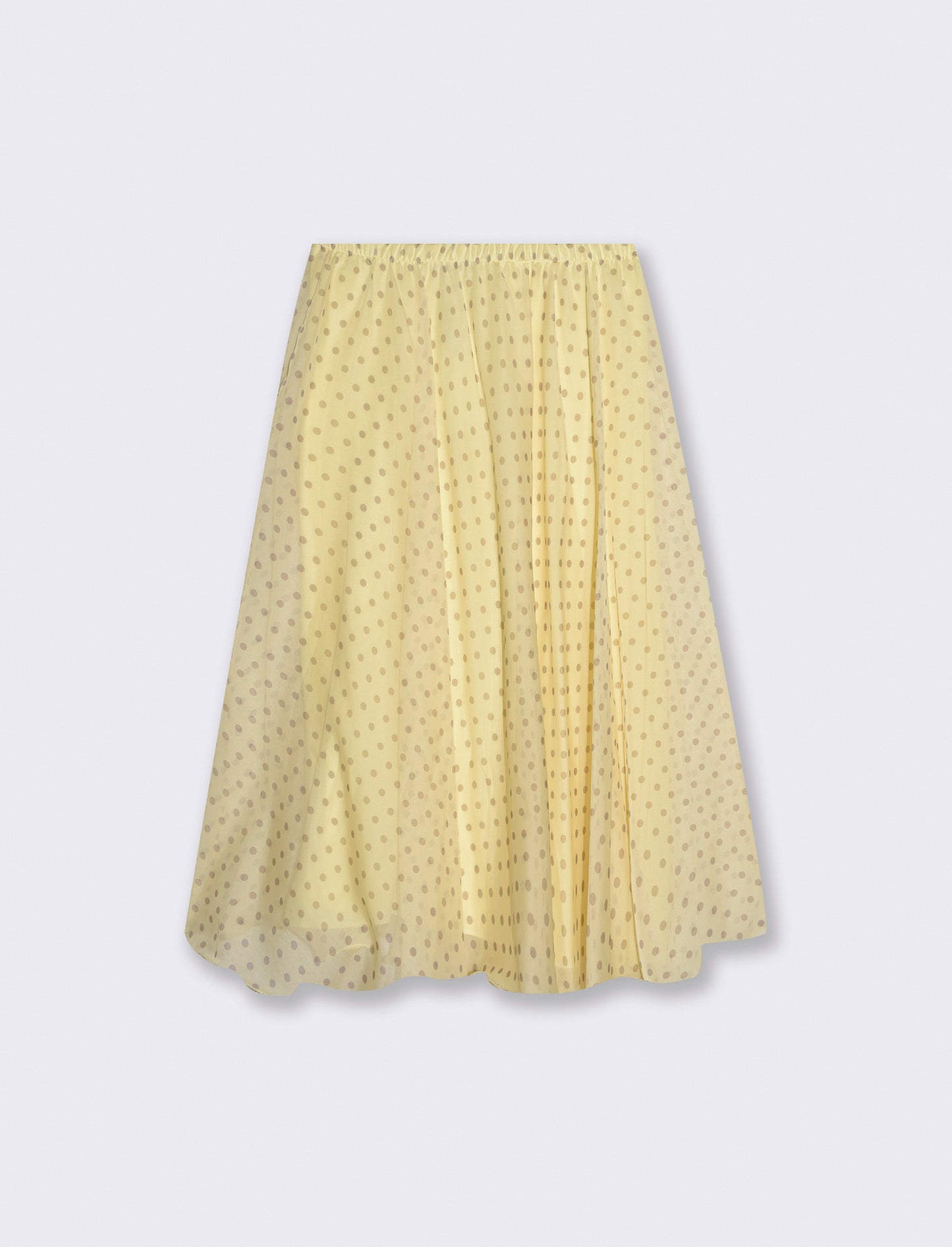Polka dot long skirt with elastic waistband - Yellow