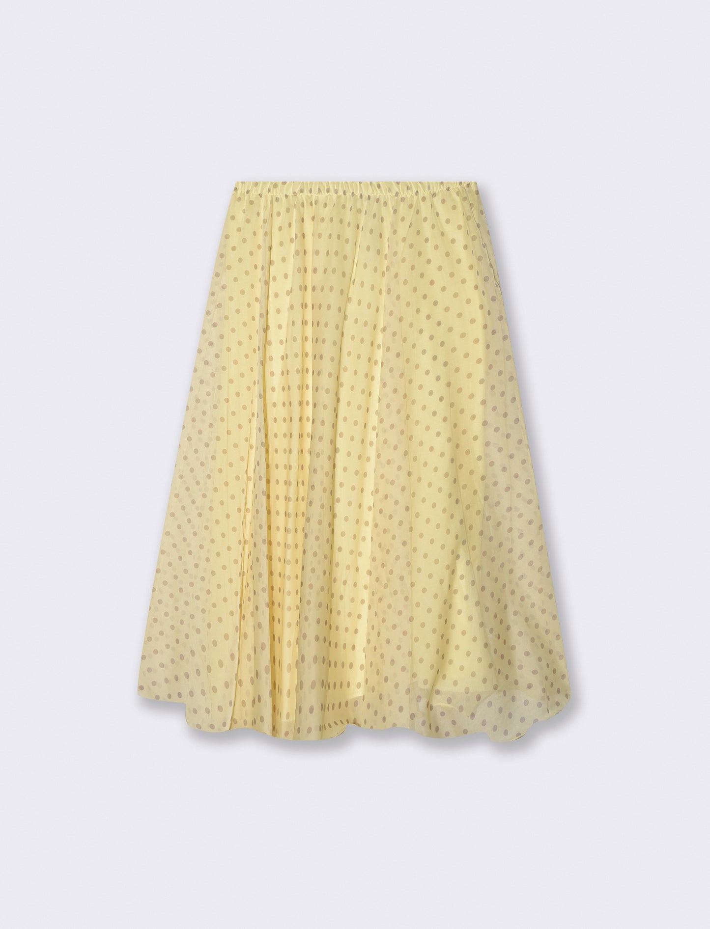 Polka dot long skirt with elastic waistband - Yellow
