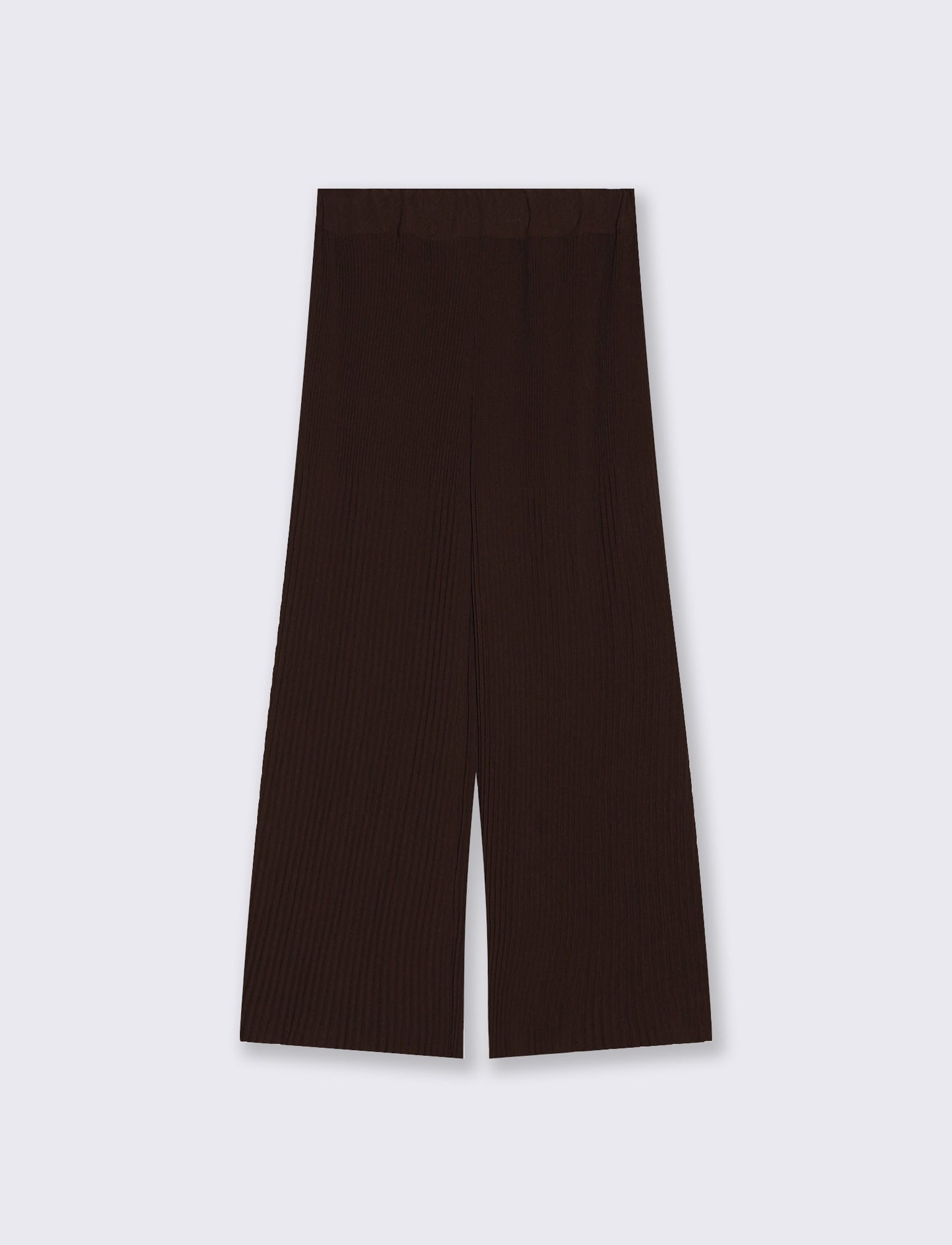 Pleated Soft Ribbed Pants - Brown