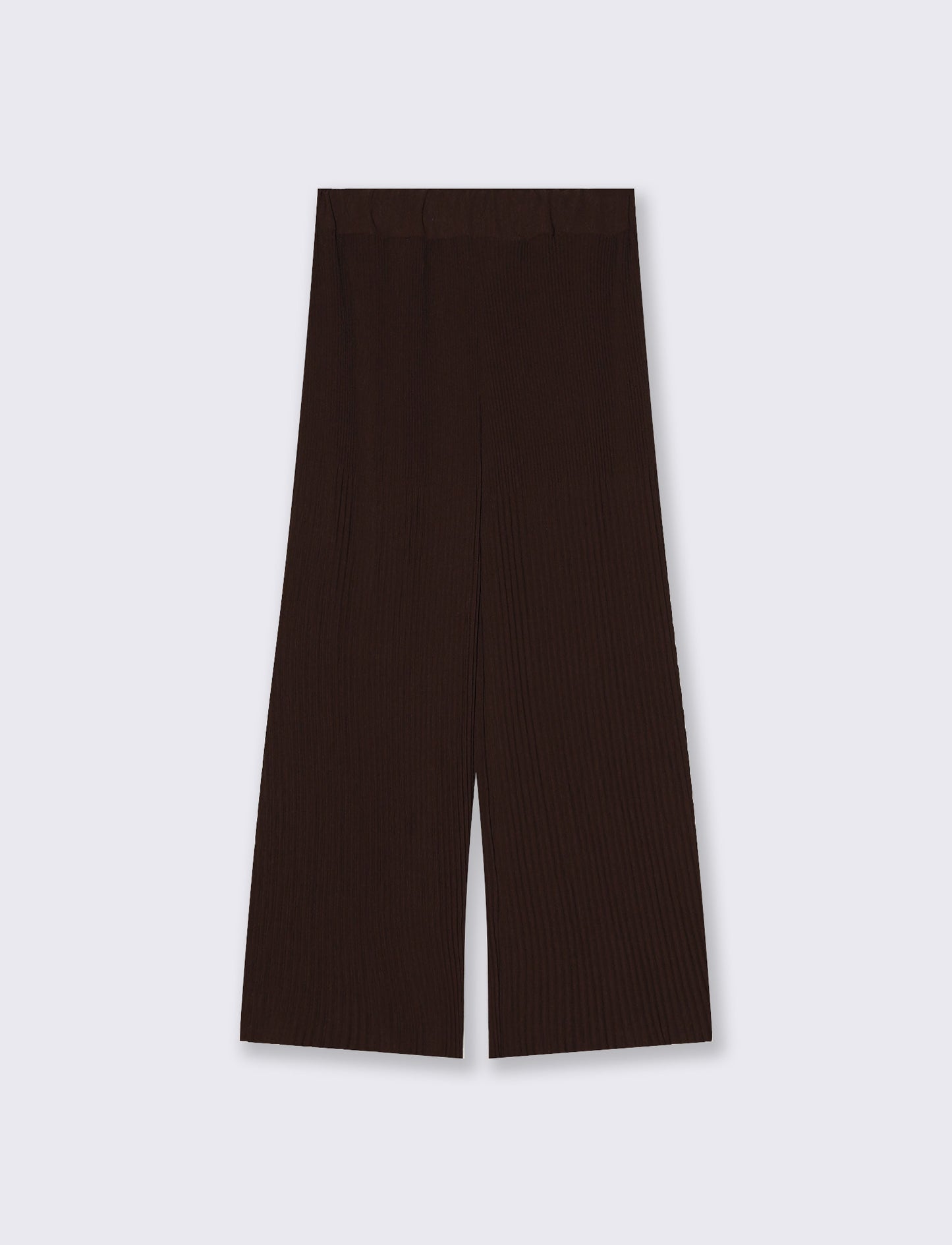 Pleated Soft Ribbed Pants - Brown