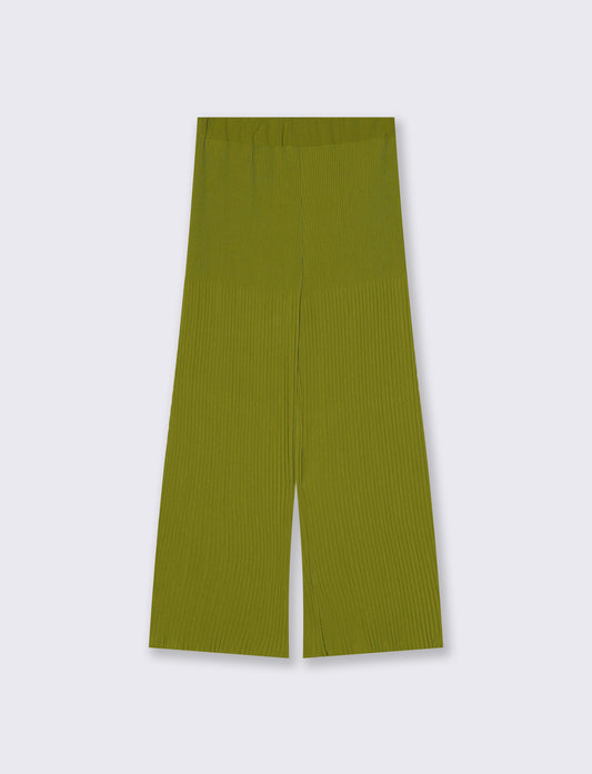 Pantaloni Morbidi a Costine Plissettati - Verde