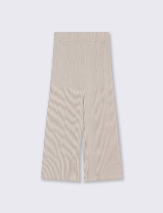 Pantaloni Morbidi a Costine Plissettati - Bianco gesso