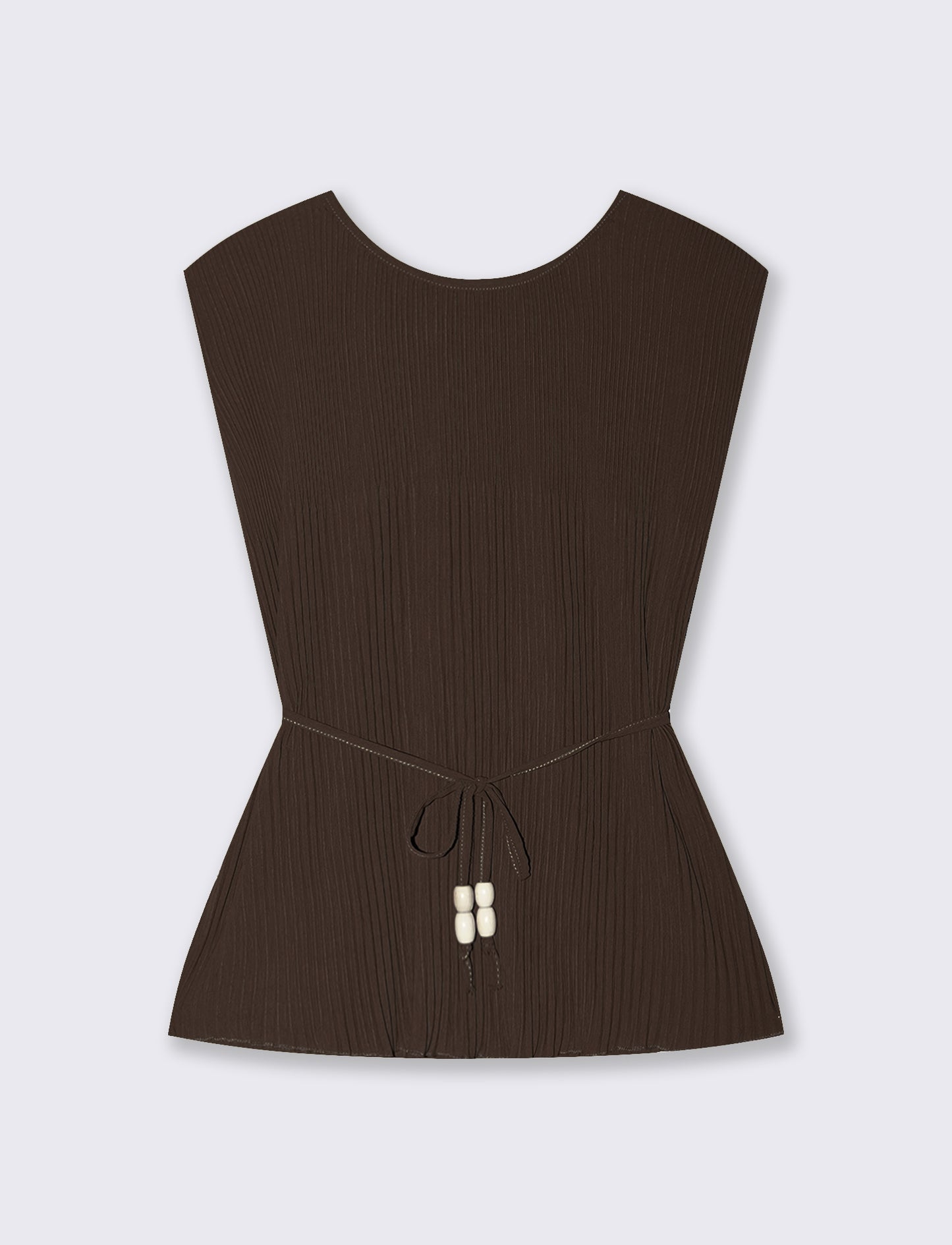 Top Plissettato con Spalline Imbottite - Moro