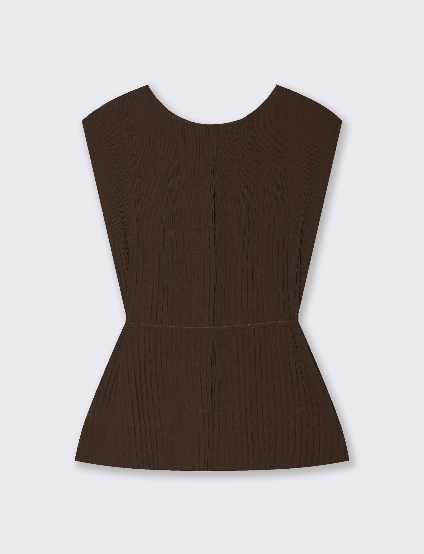 Top Plissettato con Spalline Imbottite - Moro