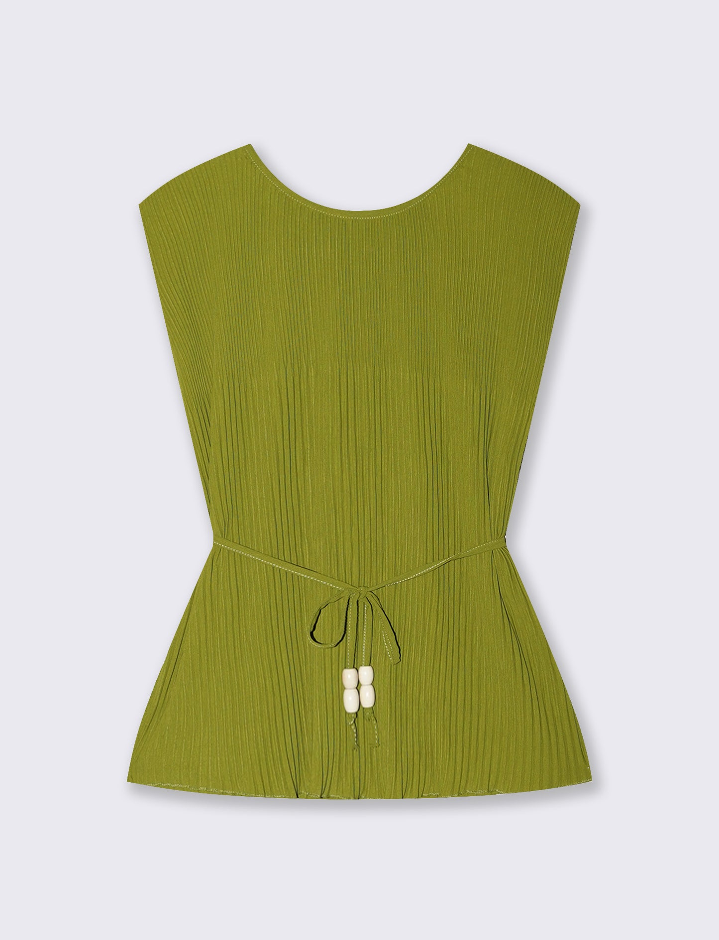 Top Plissettato con Spalline Imbottite - Verde