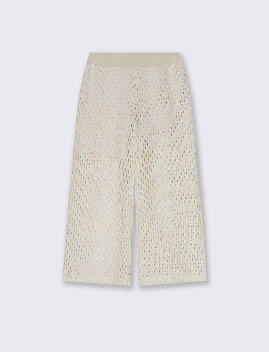 Pantaloni ampi in rete dallo stile romantico - Beige