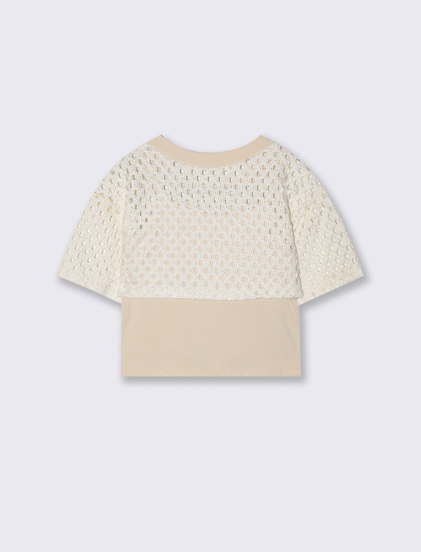 Mesh crop top with strap tank - Beige