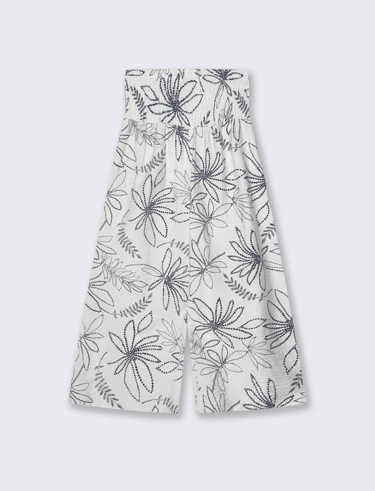 Pantaloni ampi con stampa floreale - Bianco
