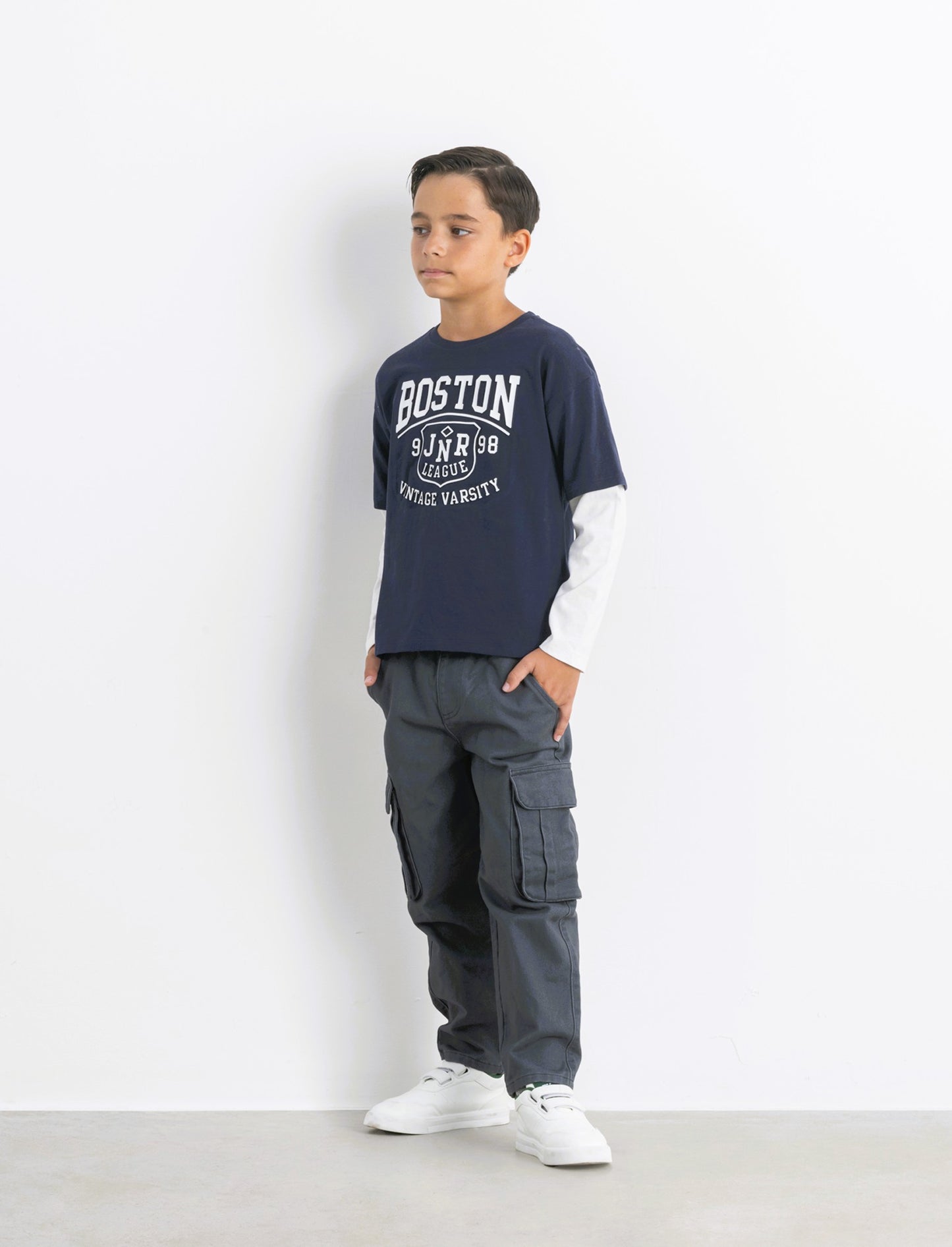 T-shirt maniche lunghe bicolor - Blu