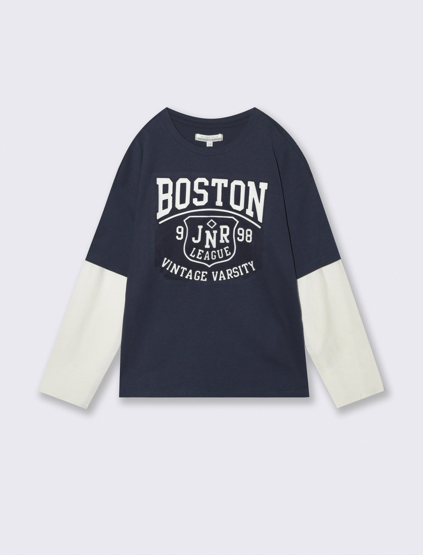 T-shirt maniche lunghe bicolor - Blu