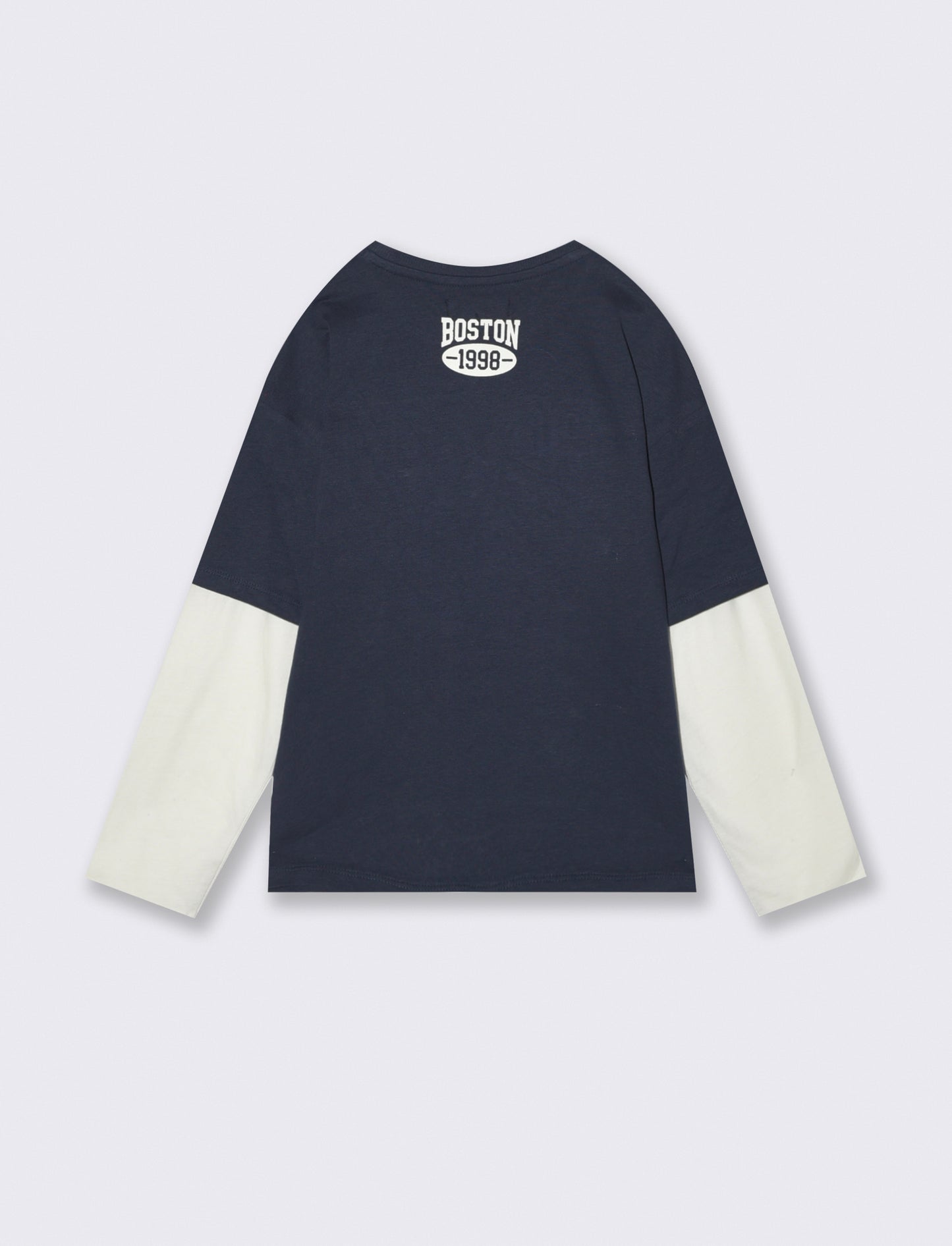 T-shirt maniche lunghe bicolor - Blu