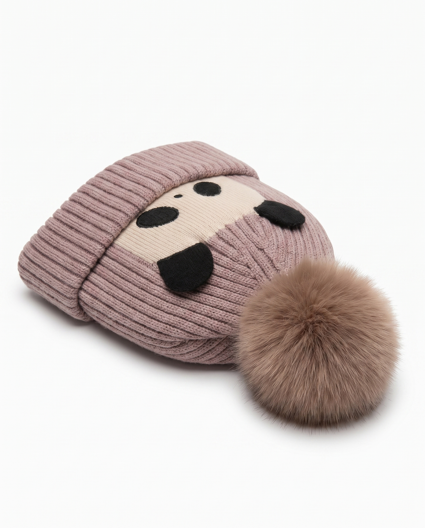 Cuffia con pon pon per amanti dei cani - Grigio tortora