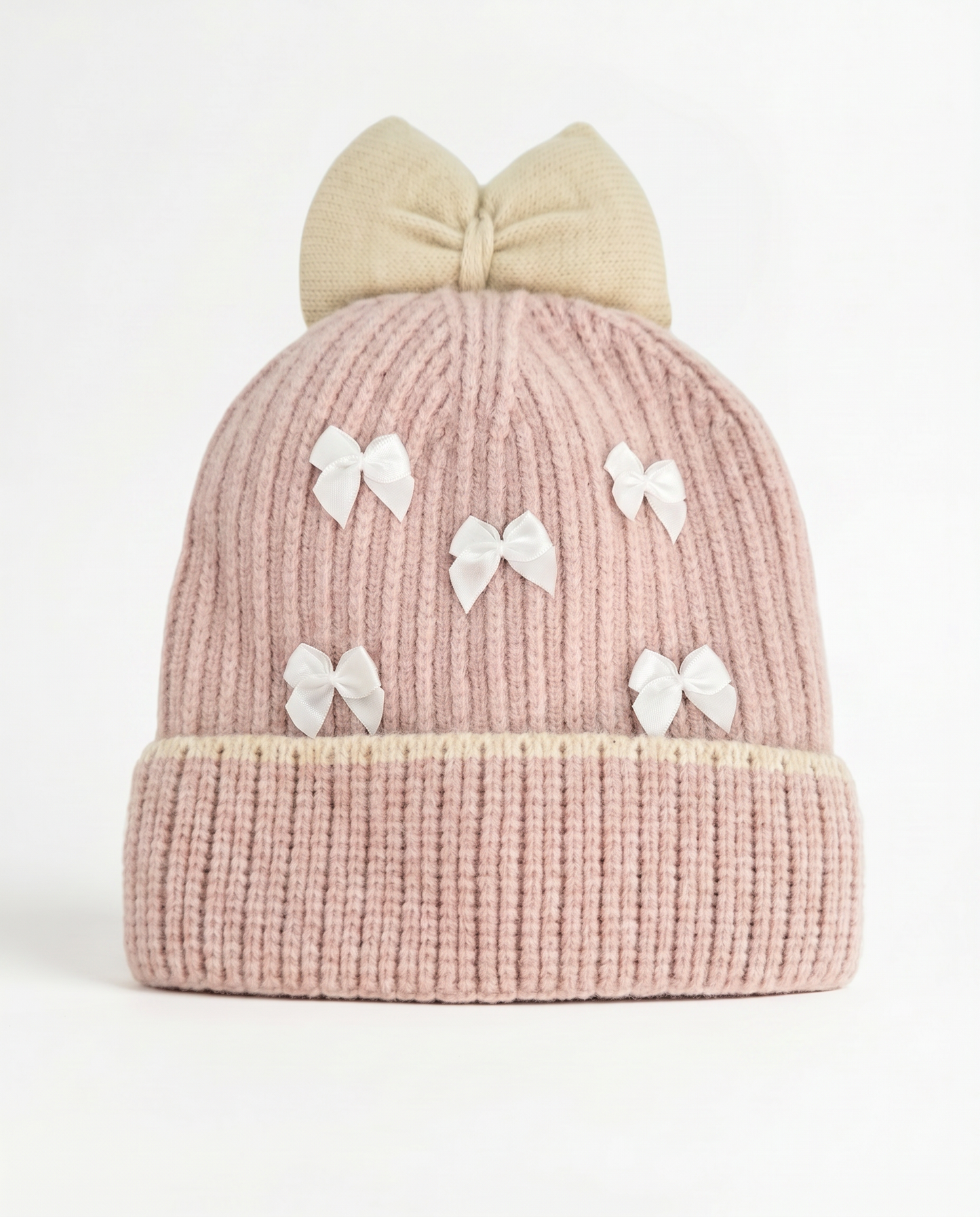 Cappello cuffia con fiocchetti eleganti - Rosa