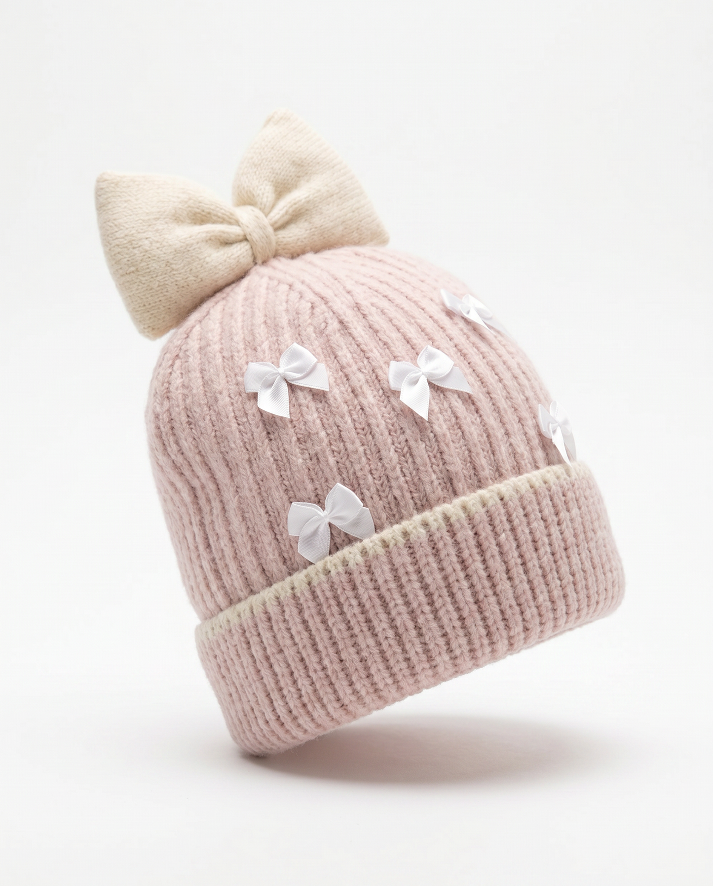 Cappello cuffia con fiocchetti eleganti - Rosa