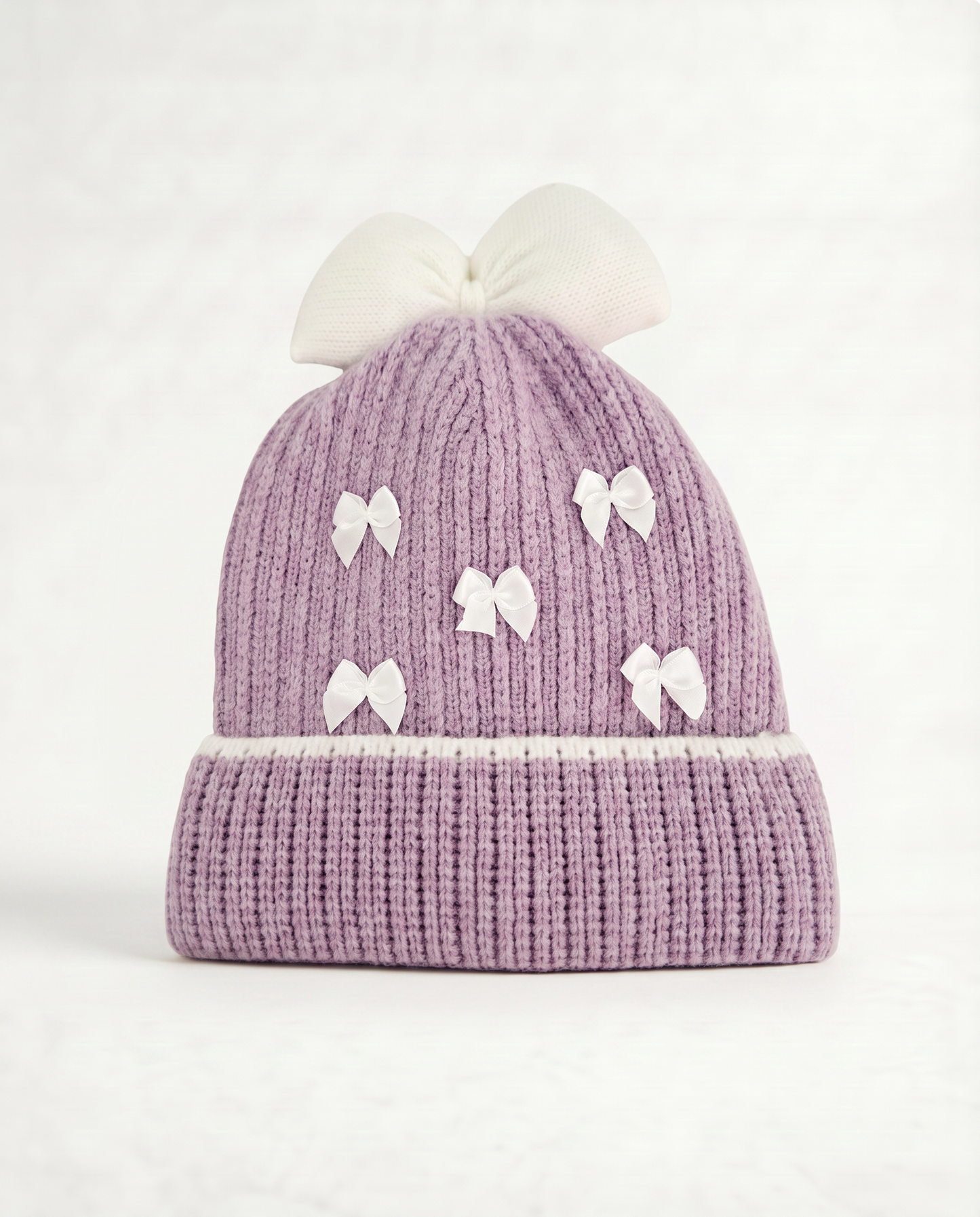 Cappello cuffia con fiocchetti eleganti - Lilla
