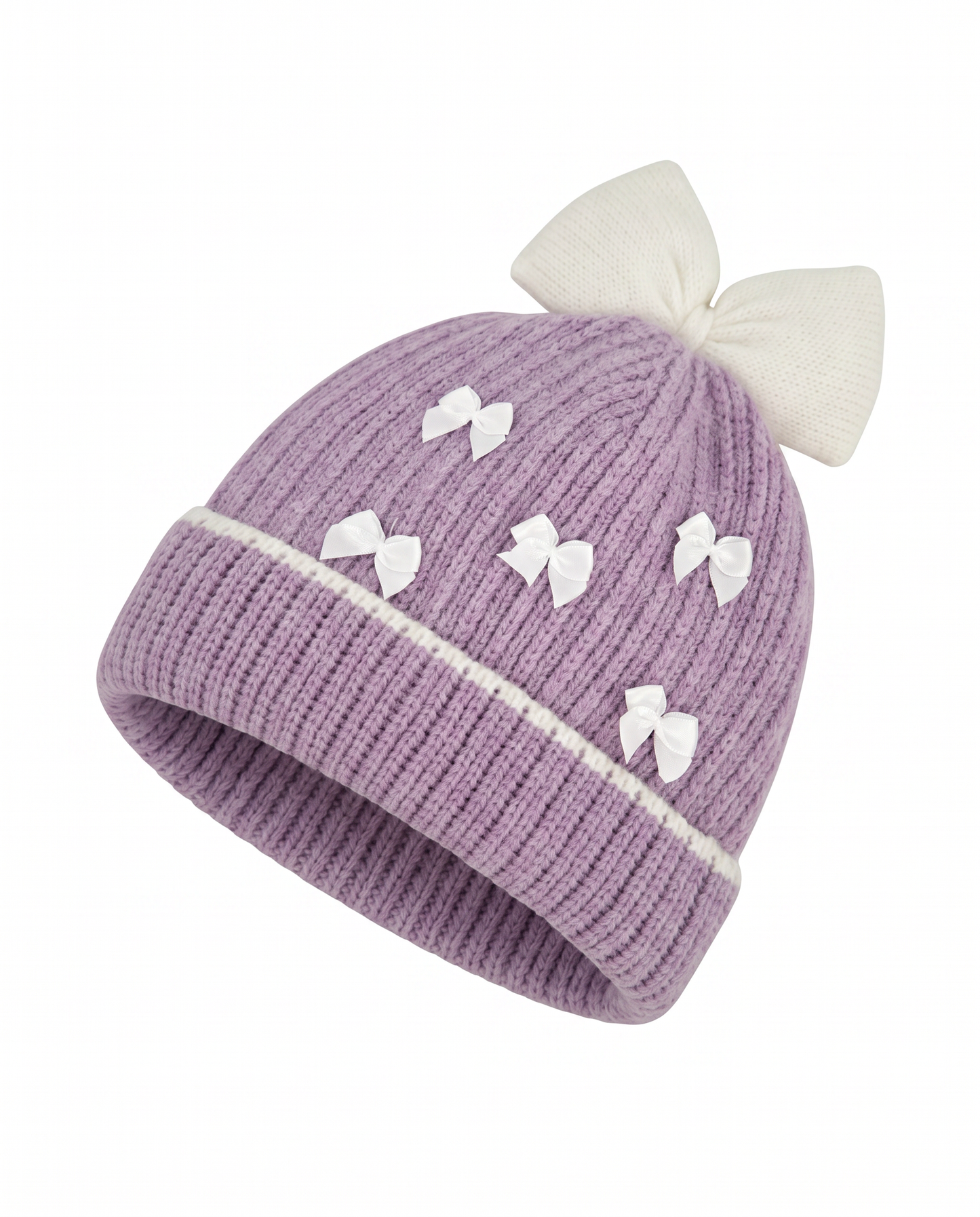 Cappello cuffia con fiocchetti eleganti - Lilla