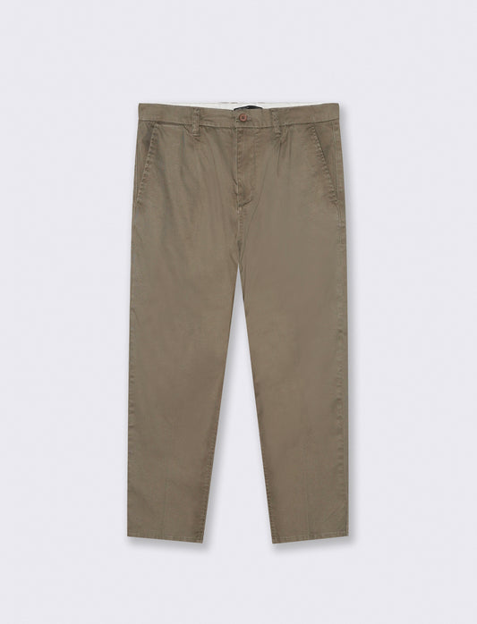 PANTALONI CHINO IN COTONE STRETCH REGULAR FIT - Grigio fango