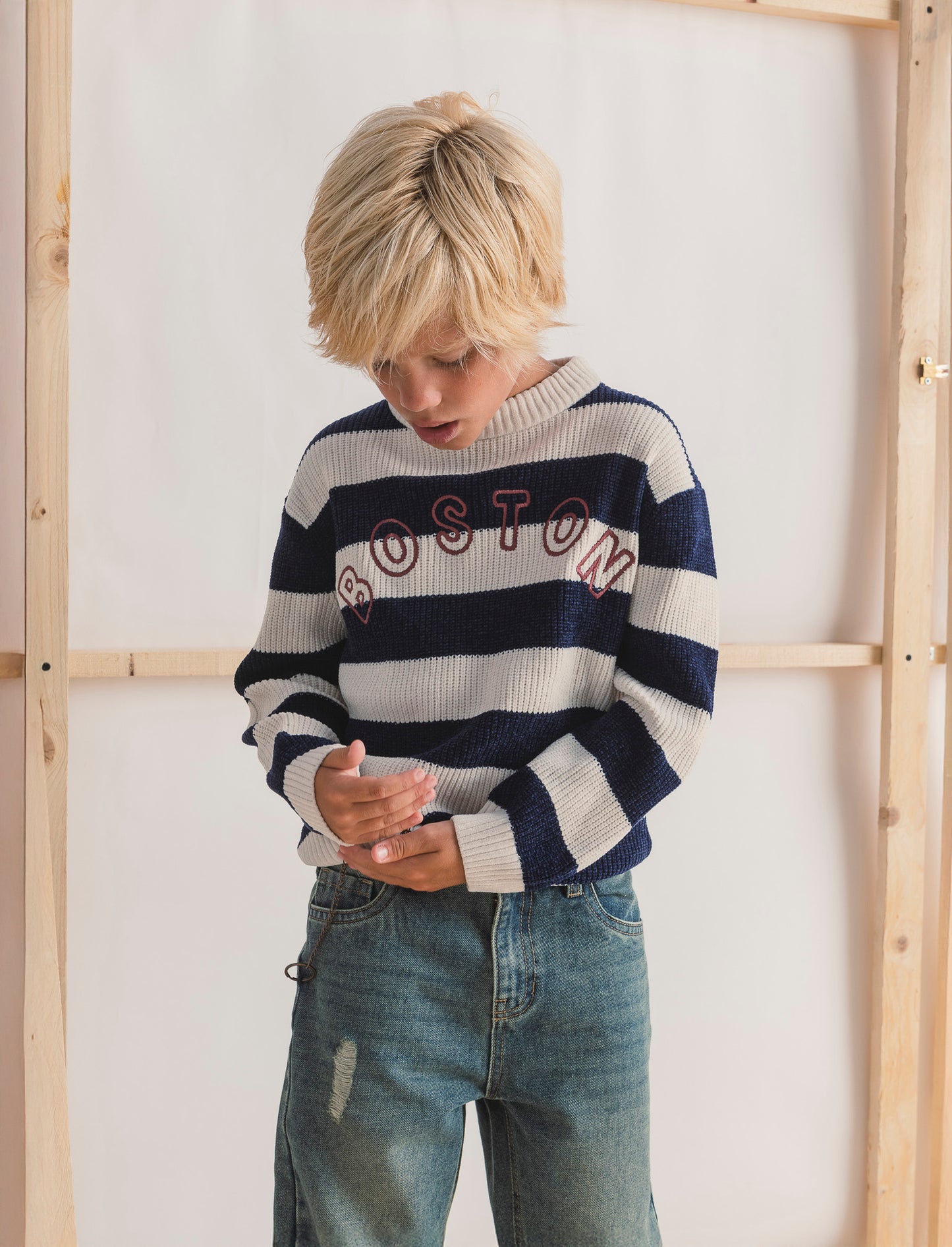 Maglione a righe - Beige