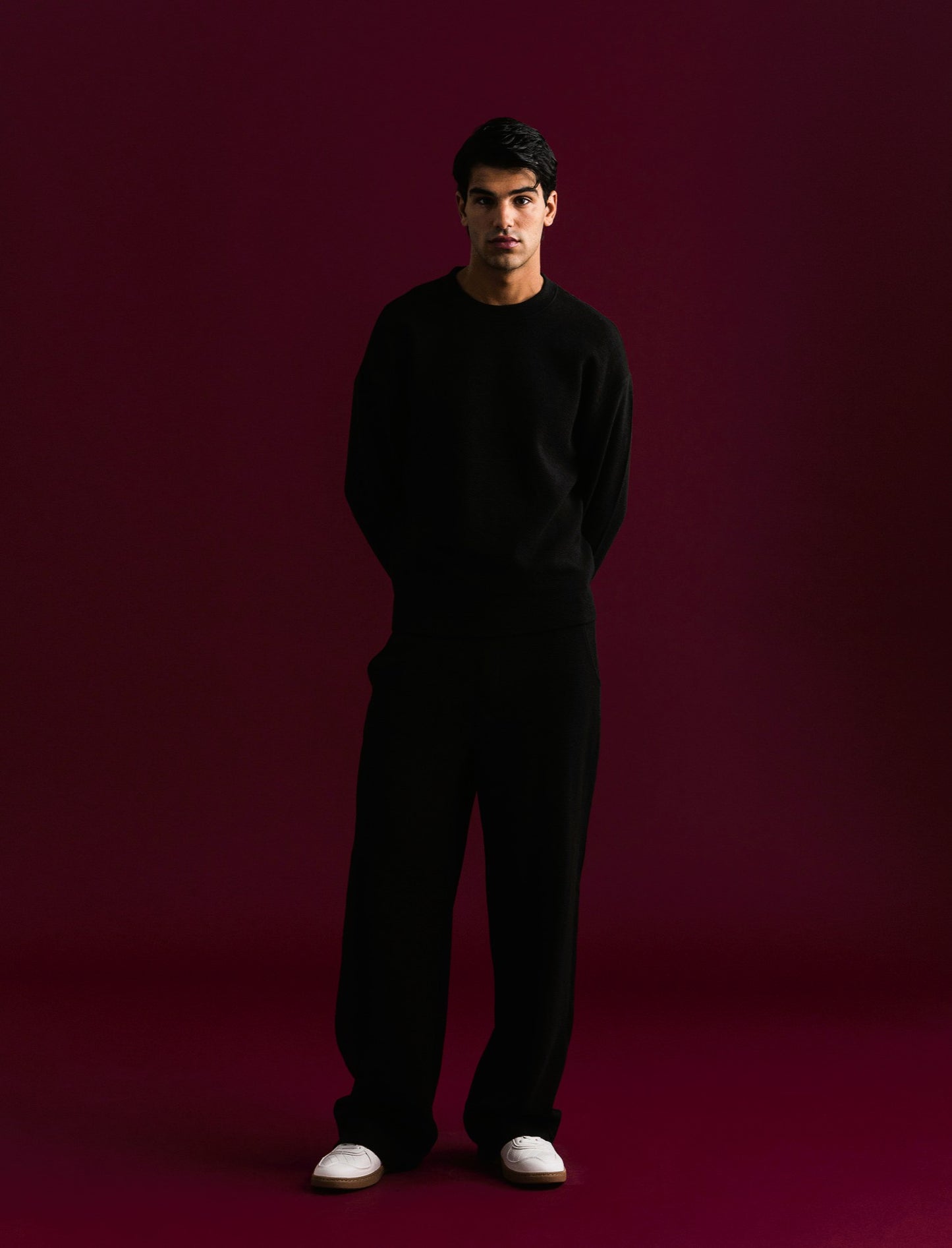 PANTALONI JOGGER IN TESSUTO GOFFRATO - Nero