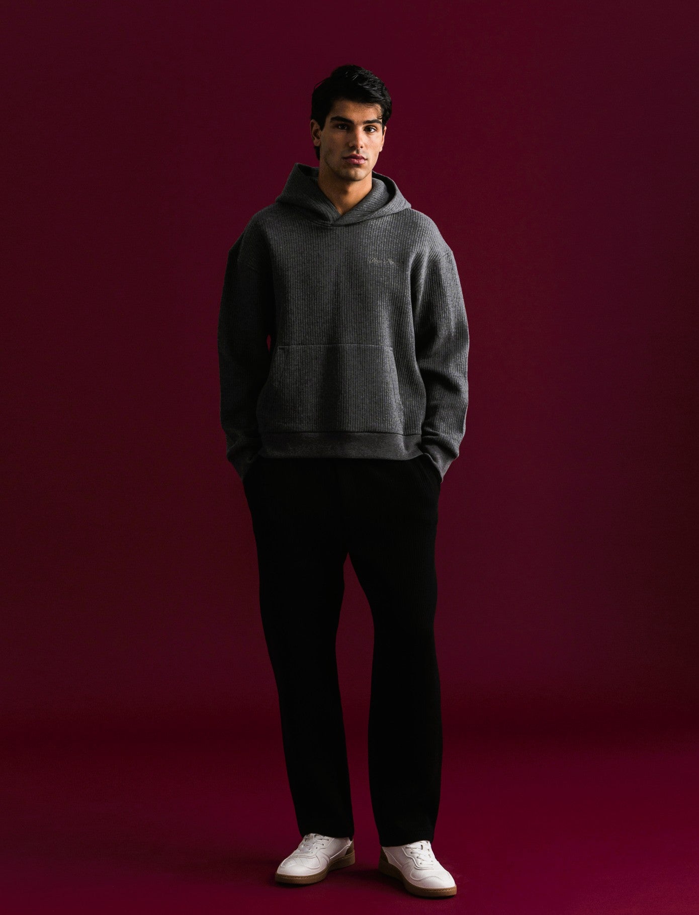 PANTALONI JOGGER EFFETTO COSTE RELAXED STRAIGHT FIT - Nero