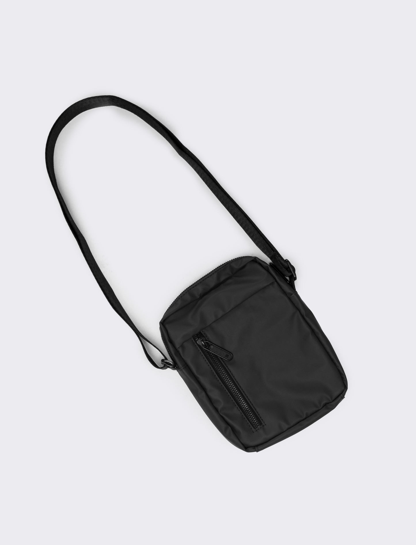 Borsa uomo a tracolla gommata con zip - Nero