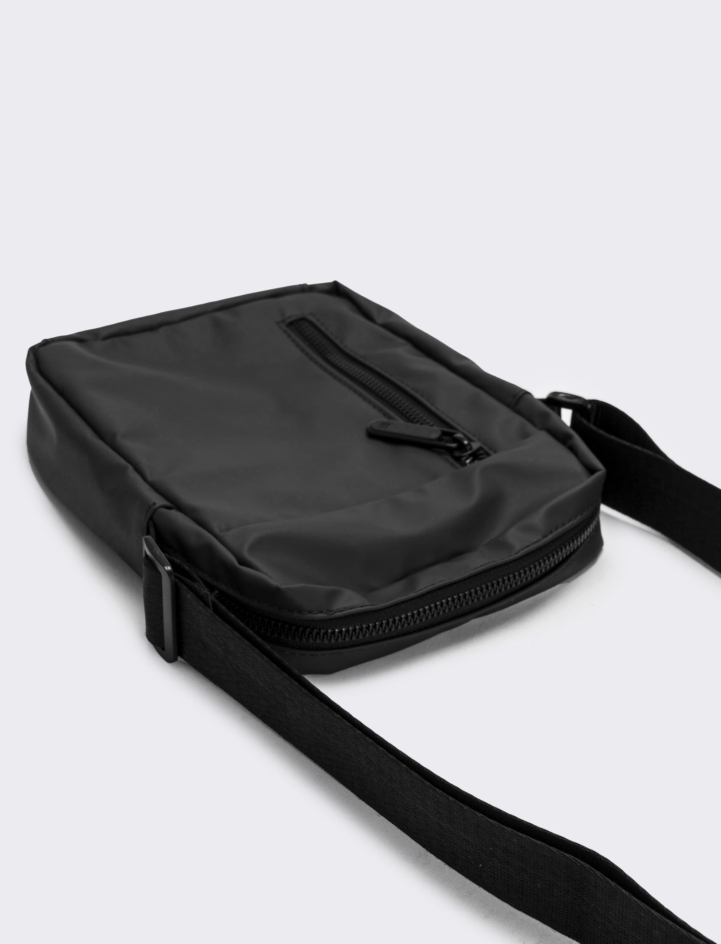 Borsa uomo a tracolla gommata con zip - Nero