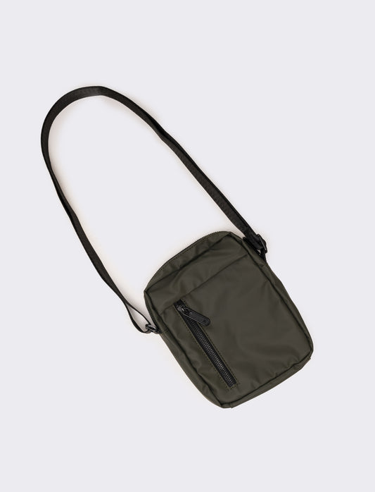 Borsa uomo a tracolla gommata con zip - Verde