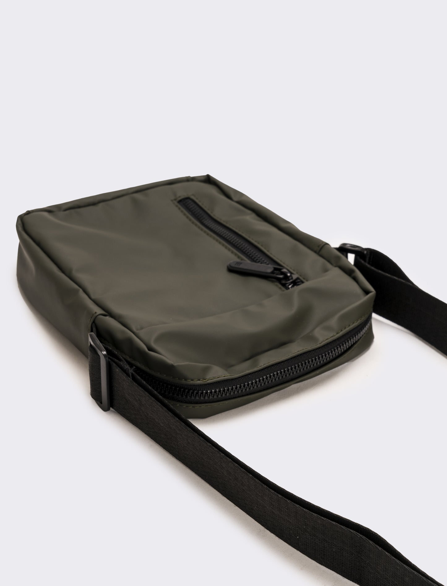 Borsa uomo a tracolla gommata con zip - Verde