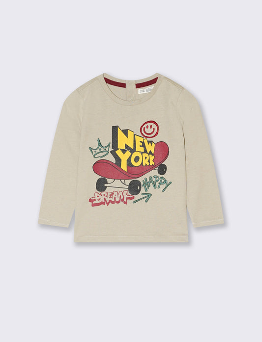T shirt stampa skater - Beige