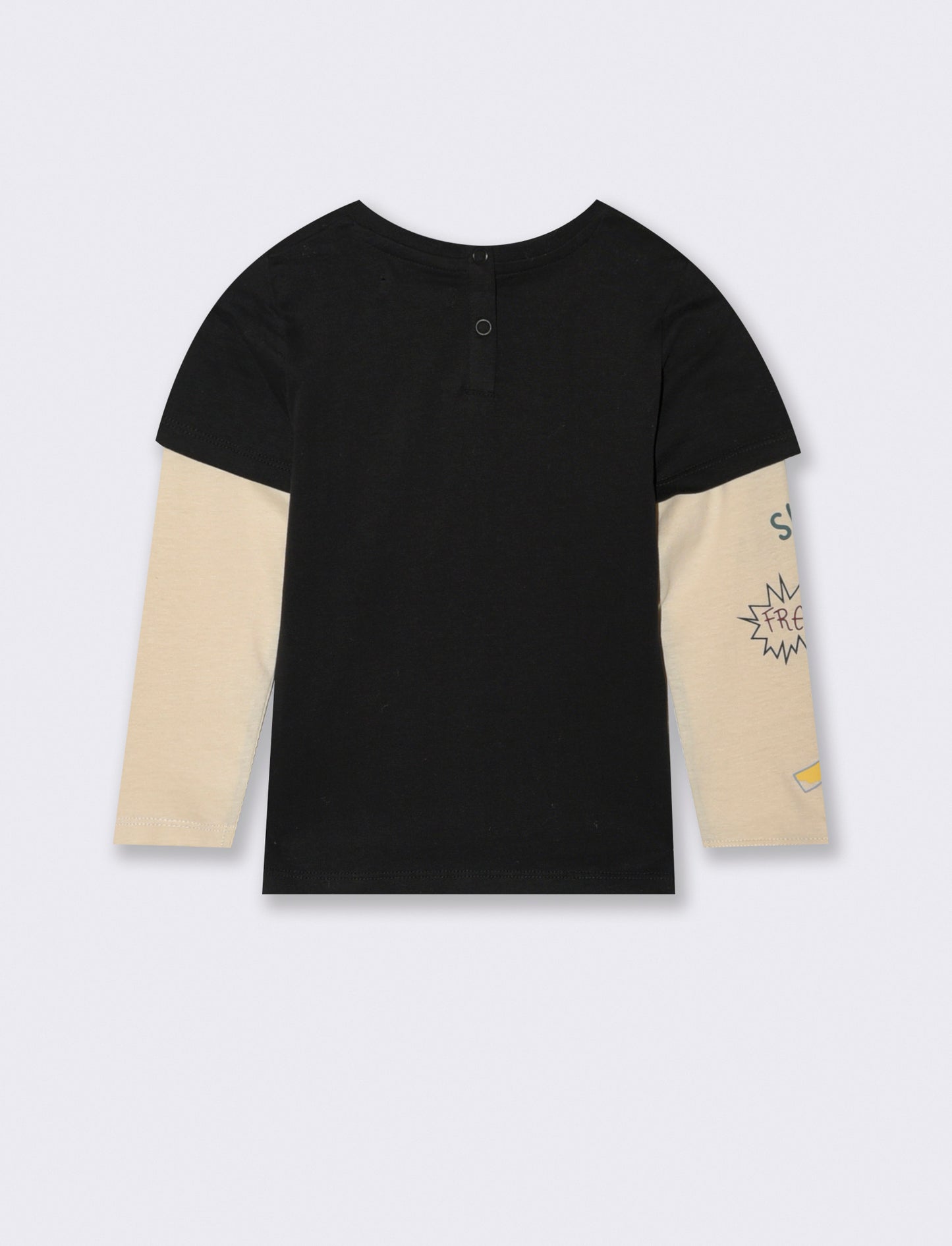 T shirt con doppia manica - Nero
