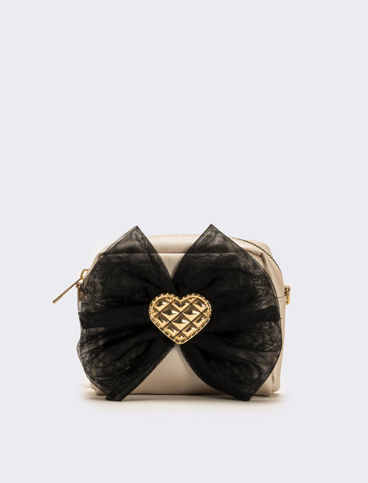 Borsa bambina tracolla con fiocco - Nero