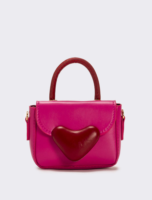 Borsa con chiusura a cuore - Fuxia