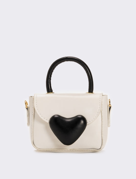 Borsa con chiusura a cuore - Bianco